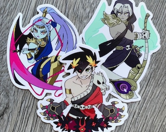 Hades Game Vinyl Stickers -  Big 3: Zagreus Thanatos Megaera