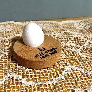 Egg cup Egg will always love you made of wood, small gift image 3