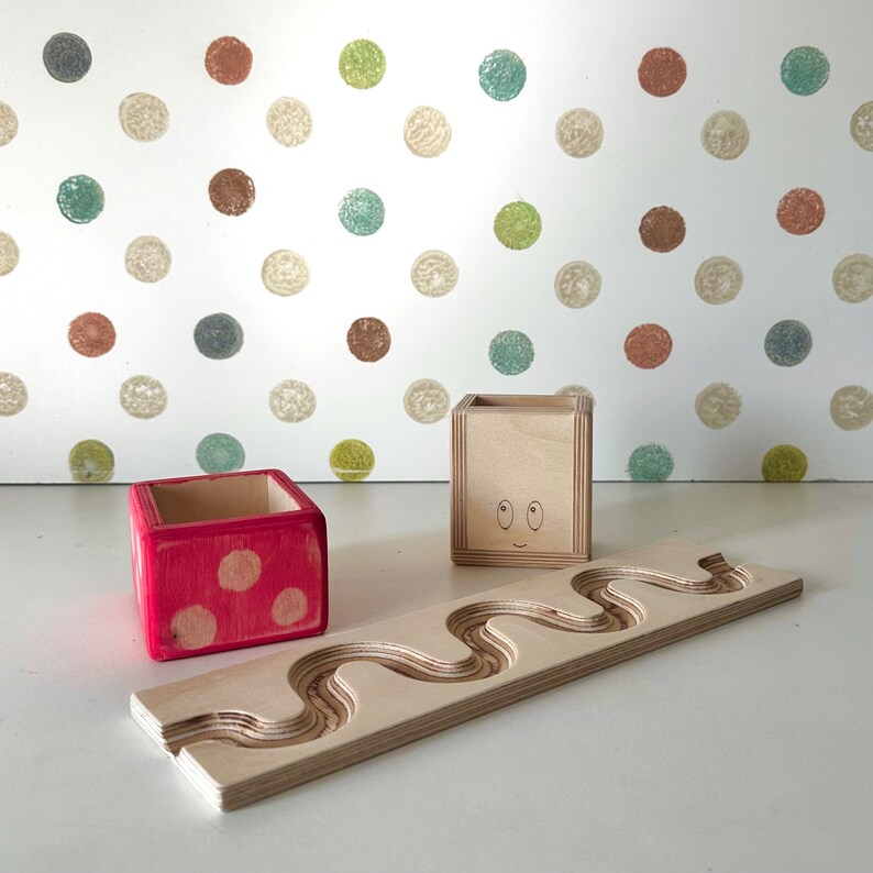 Marble track plate with mushroom storage box for marbles wooden toy set including marble track plate meandering track box collecting tray image 7