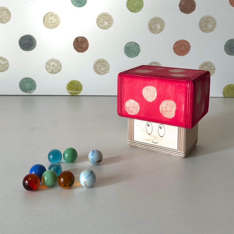 Marble track plate with mushroom storage box for marbles wooden toy set including marble track plate meandering track box collecting tray image 8