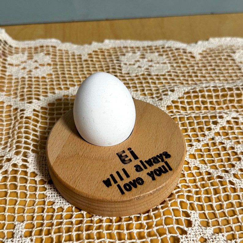 Egg cup Egg will always love you made of wood, small gift image 4