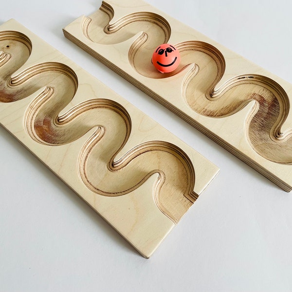 Plaques de course à billes pour grosses balles de 25 mm pour les tout-petits et les bébés, jeu de 2 plaques en bois avec connexions.