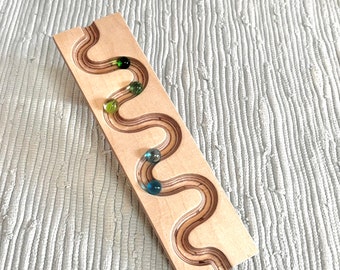 A marble run plate meandering marble run wood wooden toy ball maze