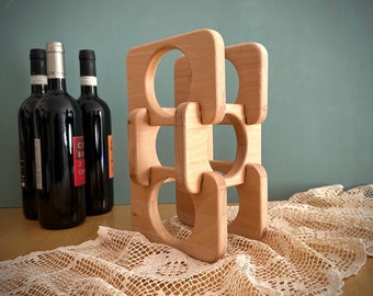 Modern wine rack for three bottles