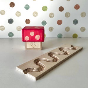 Marble track plate with mushroom storage box for marbles wooden toy set including marble track plate meandering track box collecting tray image 9