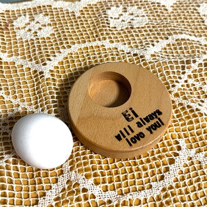 Egg cup Egg will always love you made of wood, small gift image 2
