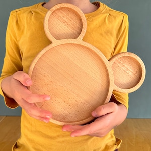Minnie Mouse children's serving plate Mickey Mouse serving plate serving bowl snack plate made of solid beech wood gift for girls