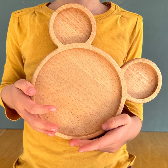 Minnie Maus Kinder Servierteller Mickey Maus Servierplatte Servierschale snackplatte aus massivholz Buche Geschenk für Mädchen