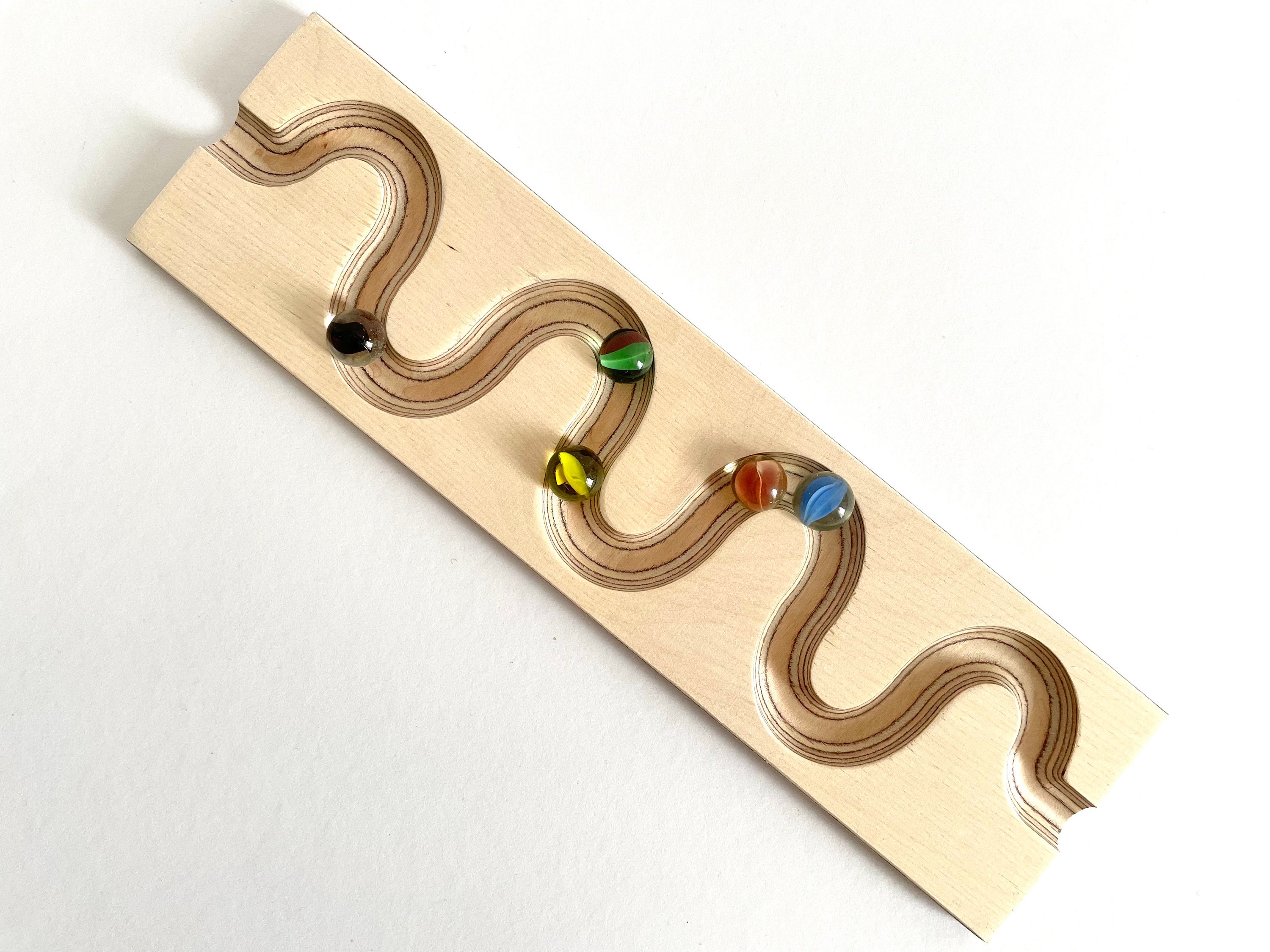 A Marble Run Plate Meandering Marble Run Wood Wooden Toy Ball Etsy