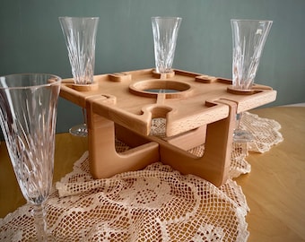 Wine table picnic table outdoor portable removable wooden wine bottle holder for picnic beach camping