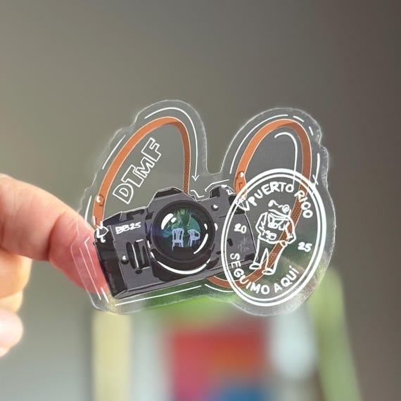 Bad Bunny Inspired Sticker Debi Tirar Mas Fotos Camera Sticker with Concho emblem Seguimo Aqui DTMF