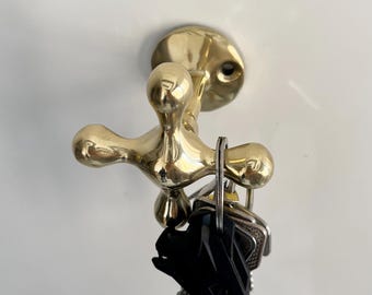 Brass Wall Hooks, Unlacquered Brass Towel & Coat Hooks, Handmade Decorative Bathroom Hooks, Stylish and Unique Wall Hangers