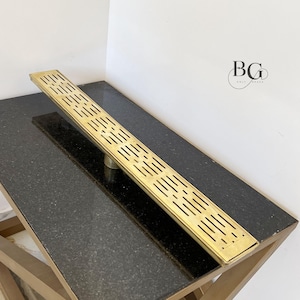 Brass Linear Shower Drain, Solid Brass Rectangular Floor Drain, Bathroom Shower Floor Drain, Rustic Brass Bathroom Fixture