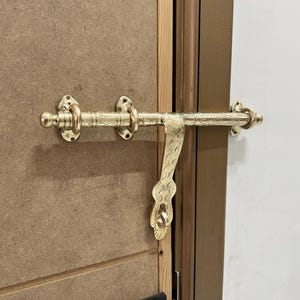Unlacquered Brass Sliding Door Bolt, Handcrafted Moroccan Brass Door Latch with Intricate Engravings, Gold Finish, Buy 2 Get 1 Free