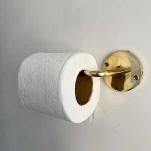 Porta carta igienica in ottone, porta rotolo in ottone massiccio non laccato, porta fazzoletti a parete, accessorio per bagno e cucina fatto a mano
