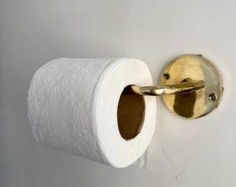 Messing toiletrolhouder, ongelakte massief messing rolhouder, wandgemonteerde tissuehouder, handgemaakt badkamer- en keukenaccessoire