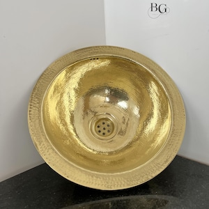 Unlacquered Brass Round Hammered Sink, Solid Brass Bathroom Vanity Sink, Rustic Brass Vessel Sink,  Bathroom Bowl Sink for Countertops
