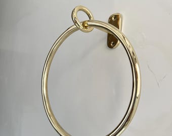 Brass Towel Ring, Wall-Mounted Brass Towel Holder, Unlacquered Brass Towel Rack, Elegant Hand Towel Hanger, Bathroom Hardware