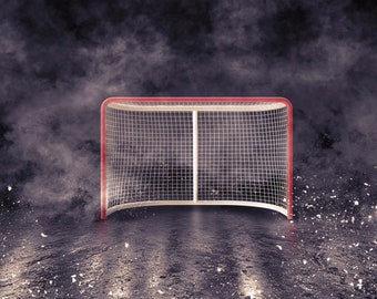 Photoshop & Canva Hockey Goal Backdrop Layered - Customizable Backgrounds and Overlays