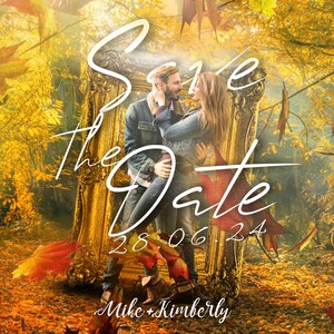 Autumn Micro Wedding Save the Date Poster Template (Photoshop Template)