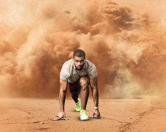 Sandstorm Sports Photoshop Background: Dramatic Scene Overlay (Digital Download)