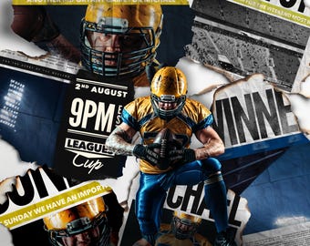 Sports Poster Photoshop Template Set – Instant Download Instagram  Feed & Story • Facebook Banner • High-Res Print