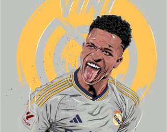 Vinícius Júnior Illustration: 5K Vector Art for Real Madrid Fans (Digital Download)