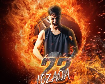 Basketball Poster Template: Senior Night Sports Banner (Photoshop, Digital Download)