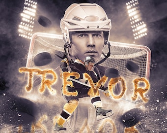 Customizable Hockey Poster Template: Printable Sport Design (PSD)
