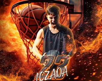 Basketball Poster Template: Senior Night Sports Banner (Photoshop, Digital Download)