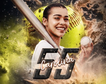 Softball Poster Template: Senior Night Sports Banner (Photoshop, Digital Download)