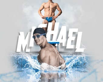 Swimming Poster Photoshop Template - Social media Template and Printable