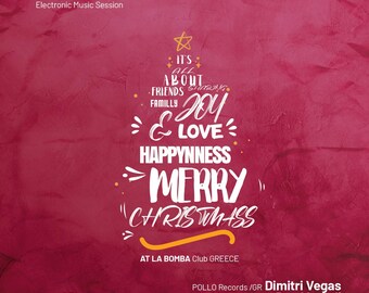 Minimalist Retro Christmas photoshop Party Poster Design – Winter Holiday Event Template
