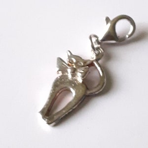 Sterling silver cat charm, sterling silver cat charm, 925 silver cat pendant image 5