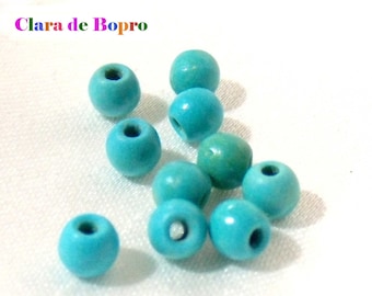 10 ronde turkooizen kralen van 3 mm, voor knutselprojecten, doe-het-zelf turkooizen sieraden, turkooizen borduurkralen, kleine turkooizen kralen om mee te weven.