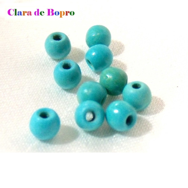 10 perles rondes 3 mm turquoise, loisir créatifs, diy bijoux turquoise, perles turquoises à broder, petites perles en turquoise pour tissage