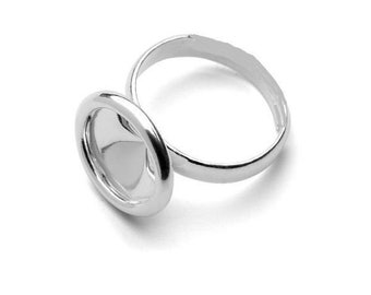 Bague non réglable en argent sterling pour cabochon 10 mm , support pour bijoux en argent 925, diamètre 18.5 mm