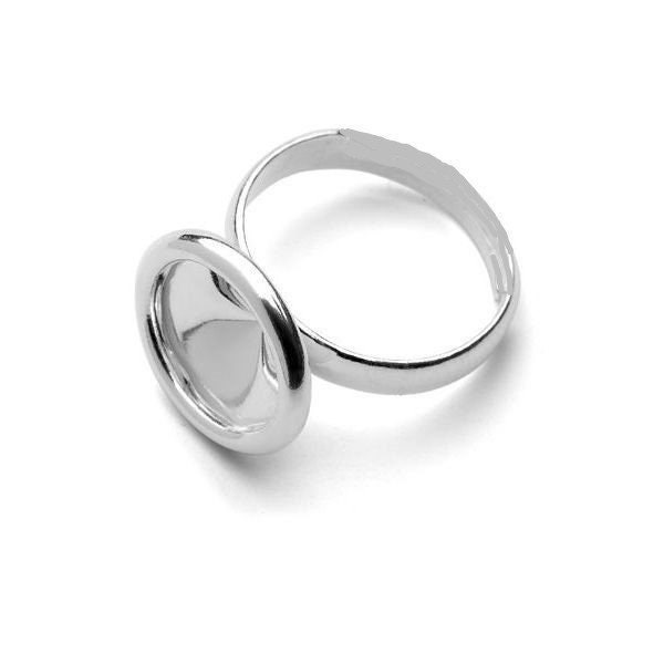 Bague non réglable en argent sterling pour cabochon 10 mm , support pour bijoux en argent 925, diamètre 18.5 mm