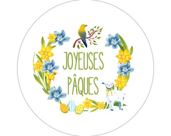 Sticker JOYEUSES PAQUES, autocollants personnalisés, étiquettes adhésives festives, sticker merci, emballage cadeaux, emballage commande