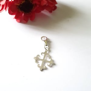 Pendentif Croix Fleur de Lys en argent sterling,breloque croix en argent 925,charm pour bracelet,collier,boucles d'oreilles,bijou de sac image 1