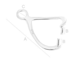 925 sterling silver bail for pendants or beads, solid silver pendant clasp, earring or necklace hardware