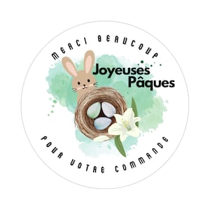 Étiquettes JOYEUSES PAQUES, autocollants personnalisés, étiquettes adhésives festives, sticker merci, emballage cadeaux, emballage commande