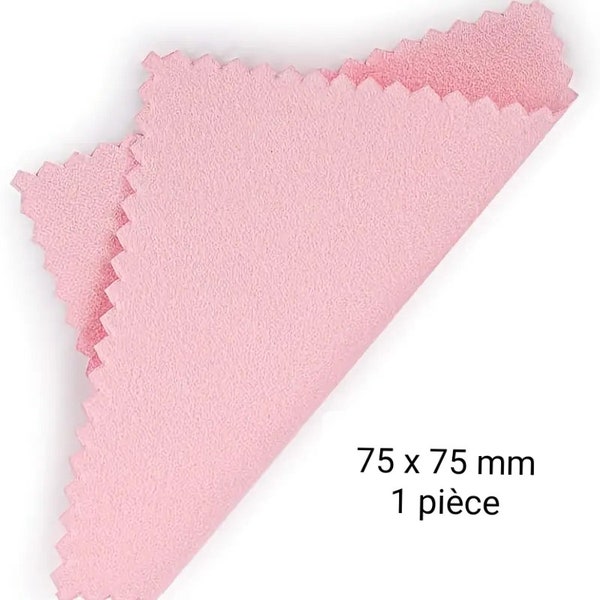 Chiffon de nettoyage pour bijoux, chamoisine réutilisable, couleur rose, 75 x 75 mm