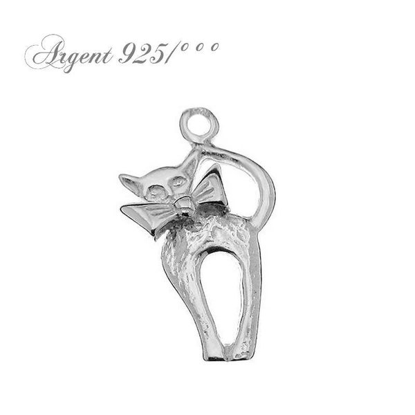 Breloque chat en argent 925 pour DIY bijoux