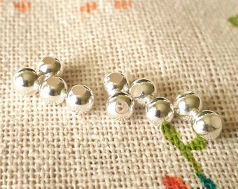 10 perles lises en argent sterling, 4 mm, DIY bijoux en argent 925