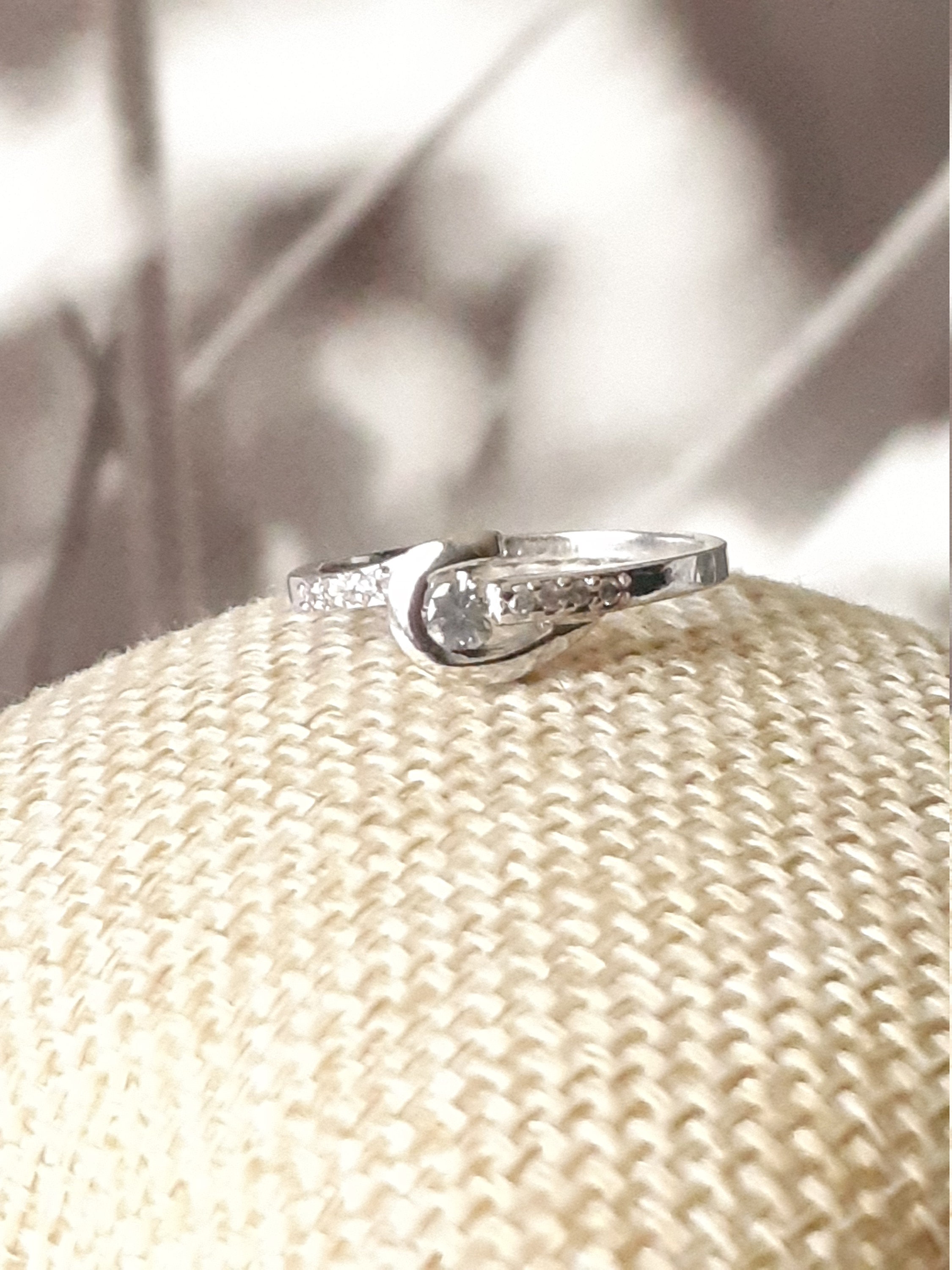 Bague En Argent Massif Solitaire Zirconiums - Taille 56, Occasion