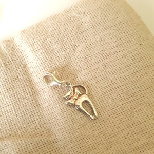 Sterling silver cat charm, sterling silver cat charm, 925 silver cat pendant image 2