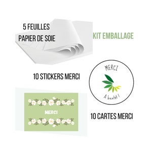 Lot stickers merci, cartes merci et papier de soie, kit emballage cadeau, pack emballage pro