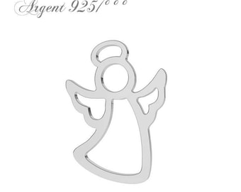 Pendentif ange en argent 925, connecteur ange argent massif, intercalaire ange argent sterling, breloque ange argent, charm ange, protection