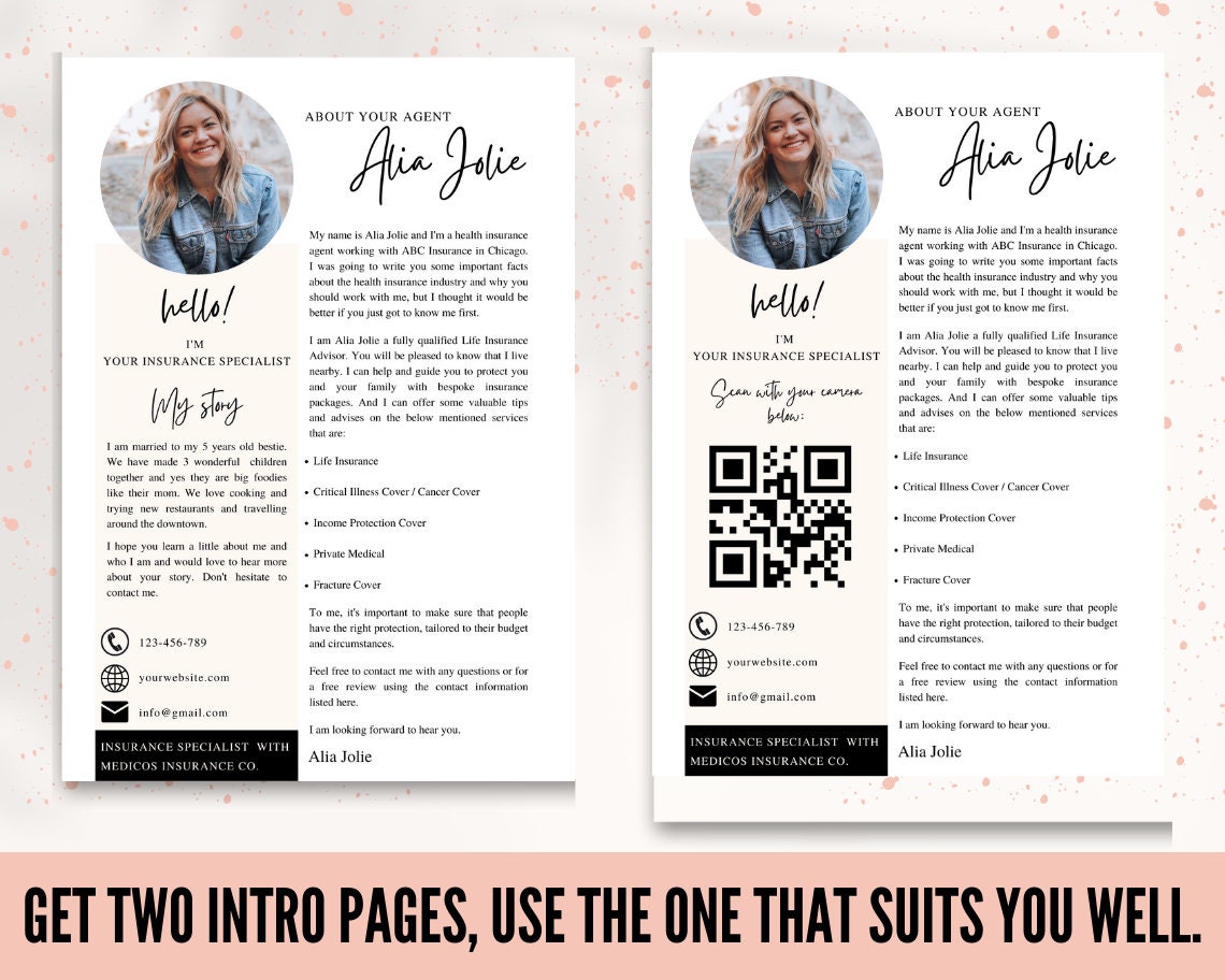2 New Insurance Agent Introduction Flyer Insurance Agent Etsy